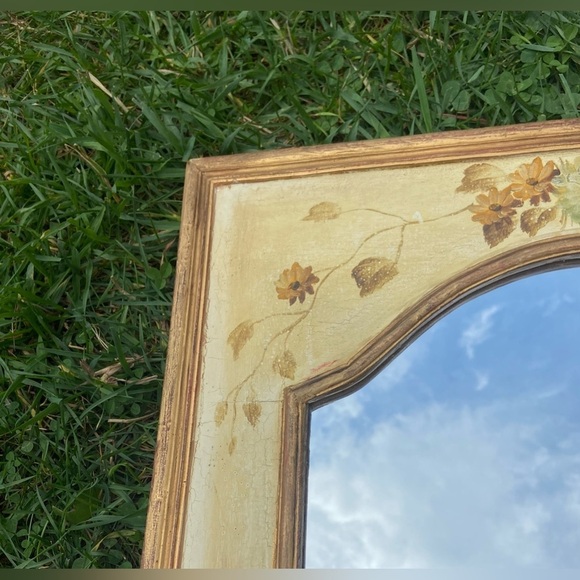 Hand Painted delicate flowers Vintage‎ Mirror gold and earthy tones cottagecore - Picture 2 of 14